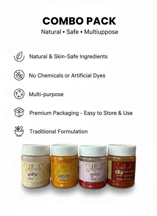 Puja Powder Combo (Haldi Kumkum, Ashtagandh, Abeer, Gulal) – 2