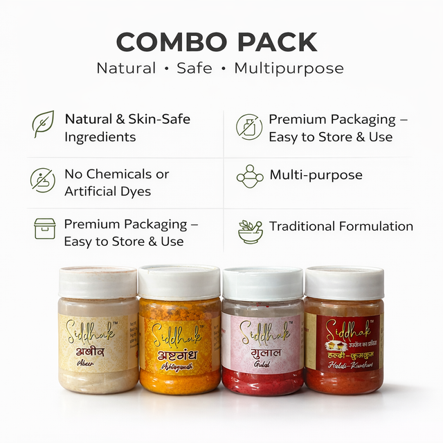 Puja Powder Combo (Haldi Kumkum, Ashtagandh, Abeer, Gulal) – 3