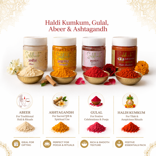 Puja Powder Combo (Haldi Kumkum, Ashtagandh, Abeer, Gulal) – 5